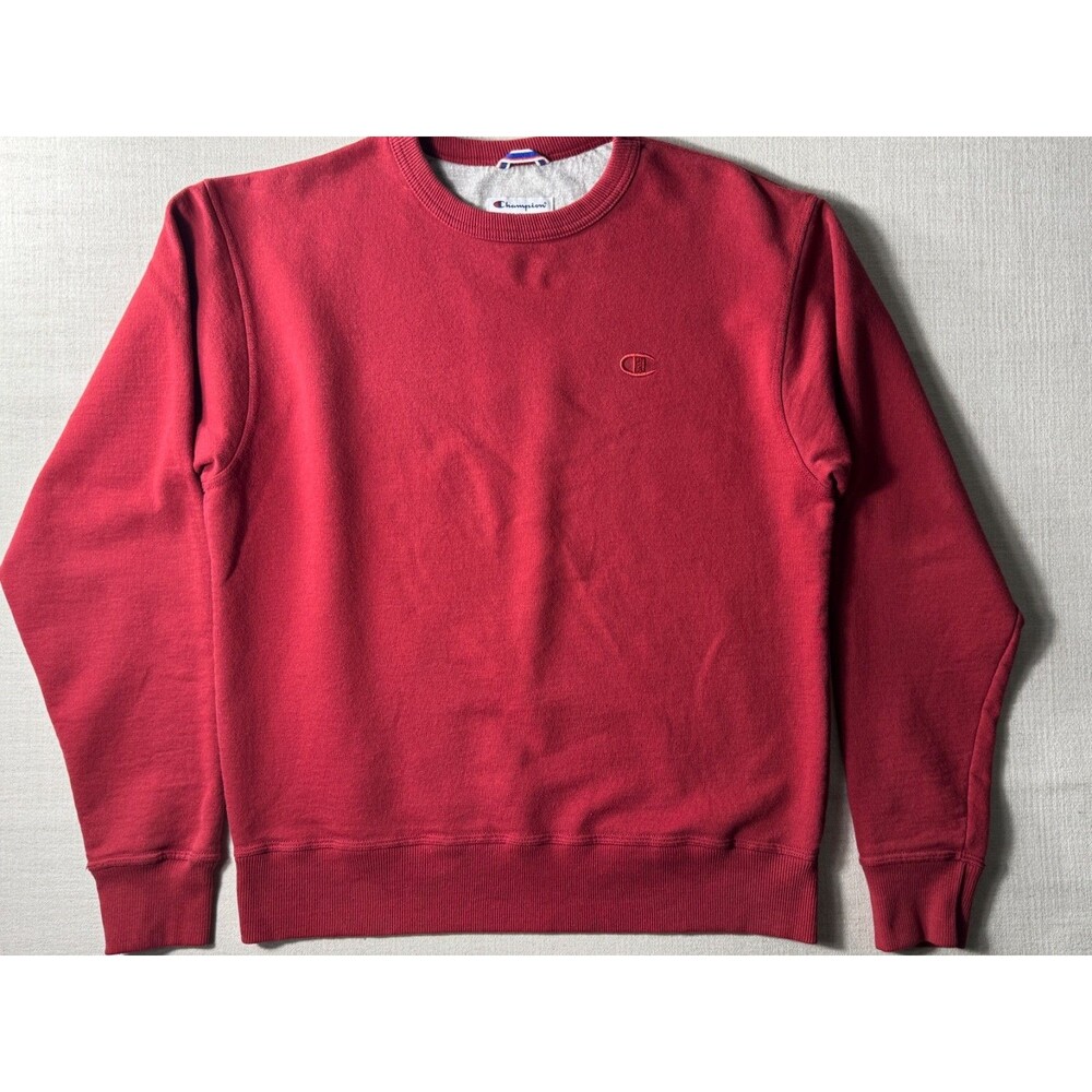 Champion Men's Powerblend Fleece Pullover Crewneck Sweatshirt Red Medium